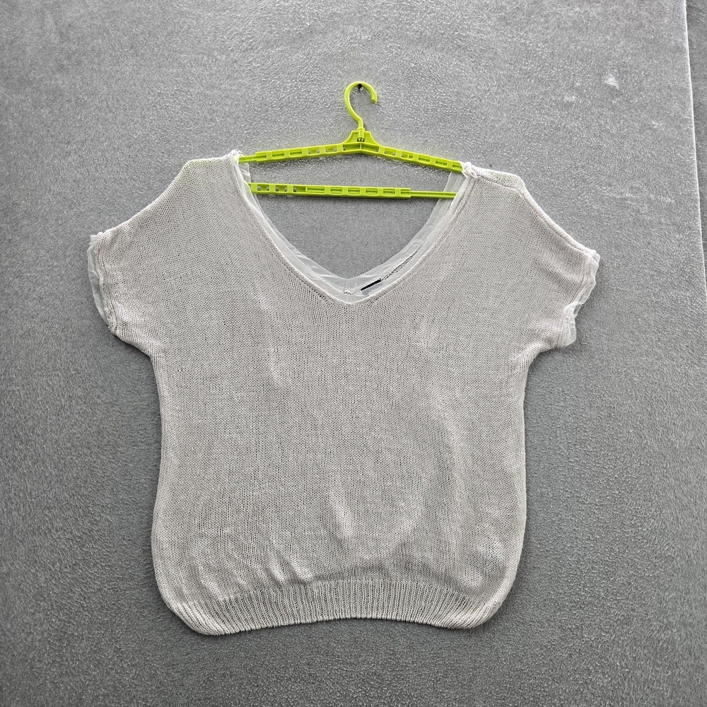Torrid Women Sweater 2 White Cotton Nylon Short Sleeve Open Knit Mesh